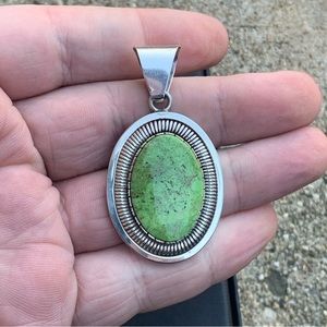 Walter vandever gaspeite stone pendant 925 sterling silver vintage jewelry